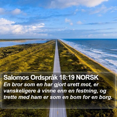 Salomos Ordspråk 18:19 NORSK Bible Verse Image