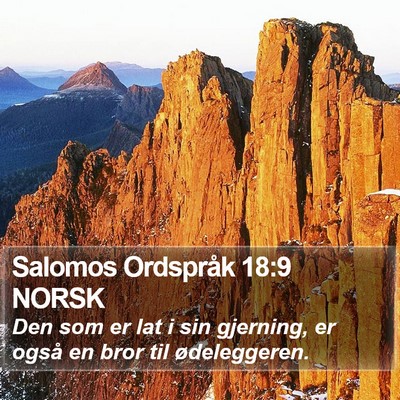 Salomos Ordspråk 18:9 NORSK Bible Verse Image