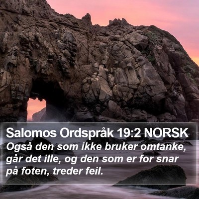 Salomos Ordspråk 19:2 NORSK Bible Verse Image