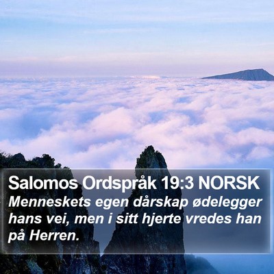 Salomos Ordspråk 19:3 NORSK Bible Verse Image