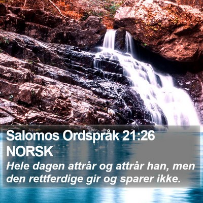 Salomos Ordspråk 21:26 NORSK Bible Verse Image