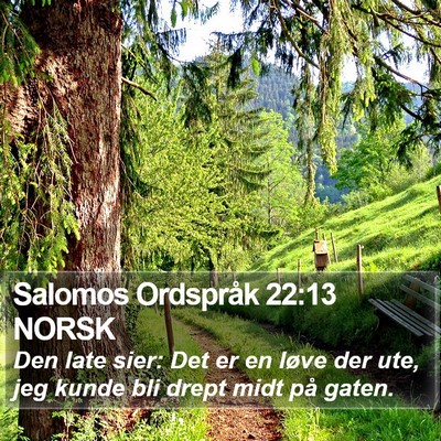 Salomos Ordspråk 22:13 NORSK Bible Verse Image