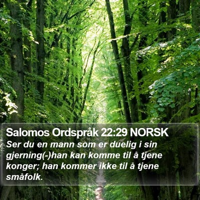 Salomos Ordspråk 22:29 NORSK Bible Verse Image