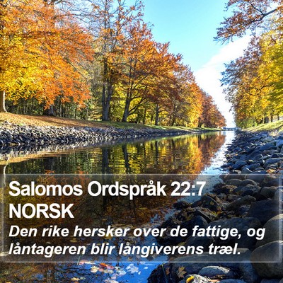 Salomos Ordspråk 22:7 NORSK Bible Verse Image