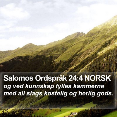 Salomos Ordspråk 24:4 NORSK Bible Verse Image