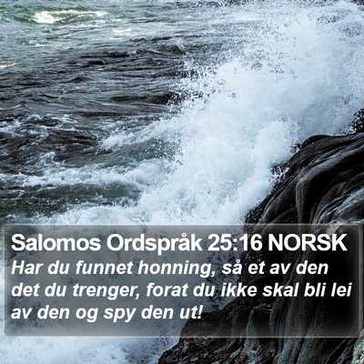 Salomos Ordspråk 25:16 NORSK Bible Verse Image