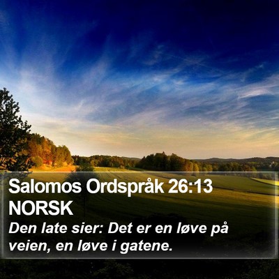 Salomos Ordspråk 26:13 NORSK Bible Verse Image