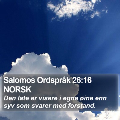 Salomos Ordspråk 26:16 NORSK Bible Verse Image