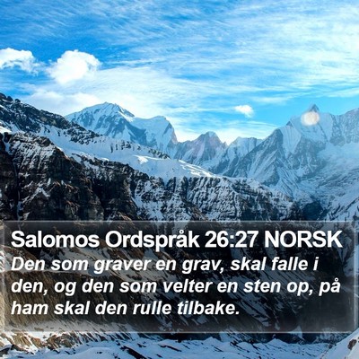 Salomos Ordspråk 26:27 NORSK Bible Verse Image