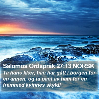 Salomos Ordspråk 27:13 NORSK Bible Verse Image