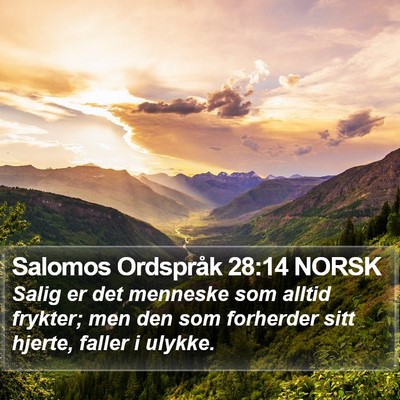 Salomos Ordspråk 28:14 NORSK Bible Verse Image