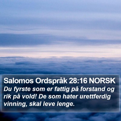 Salomos Ordspråk 28:16 NORSK Bible Verse Image