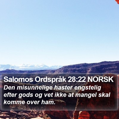 Salomos Ordspråk 28:22 NORSK Bible Verse Image
