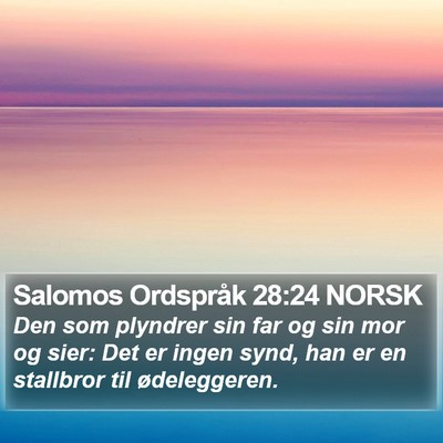 Salomos Ordspråk 28:24 NORSK Bible Verse Image