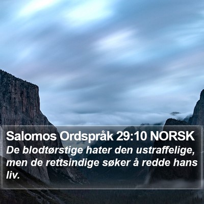 Salomos Ordspråk 29:10 NORSK Bible Verse Image