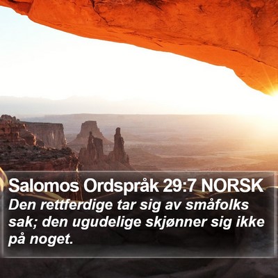 Salomos Ordspråk 29:7 NORSK Bible Verse Image