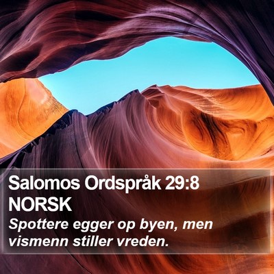 Salomos Ordspråk 29:8 NORSK Bible Verse Image