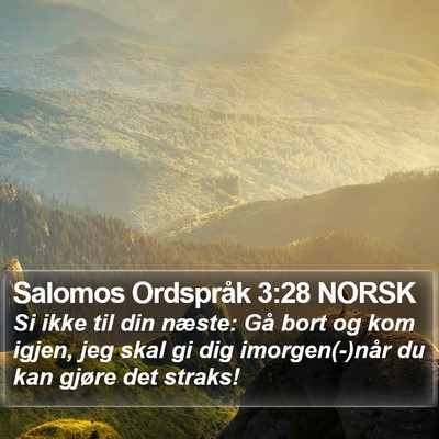 Salomos Ordspråk 3:28 NORSK Bible Verse Image