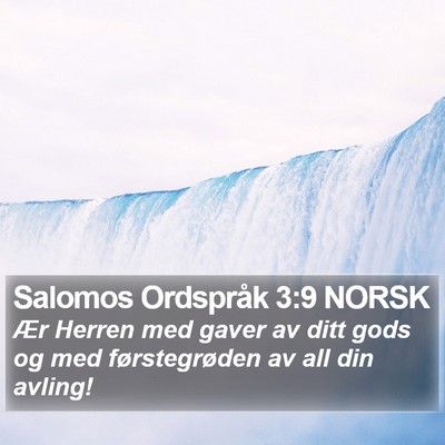 Salomos Ordspråk 3:9 NORSK Bible Verse Image