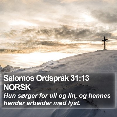 Salomos Ordspråk 31:13 NORSK Bible Verse Image