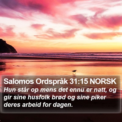 Salomos Ordspråk 31:15 NORSK Bible Verse Image