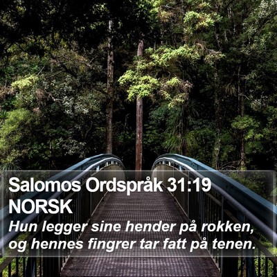 Salomos Ordspråk 31:19 NORSK Bible Verse Image