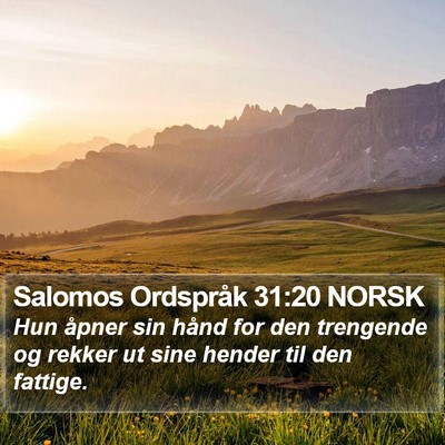 Salomos Ordspråk 31:20 NORSK Bible Verse Image