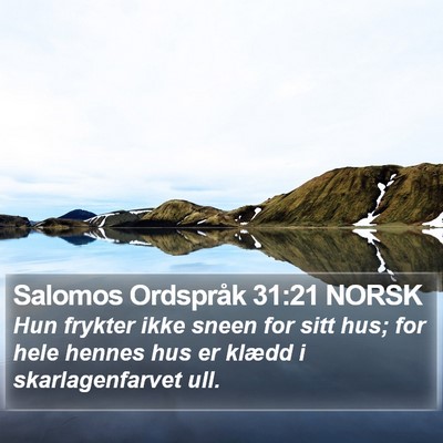 Salomos Ordspråk 31:21 NORSK Bible Verse Image