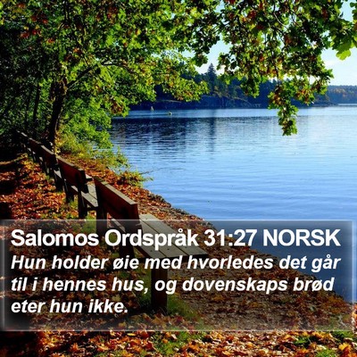 Salomos Ordspråk 31:27 NORSK Bible Verse Image
