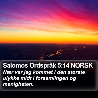 Salomos Ordspråk 5:14 NORSK Bible Verse Image