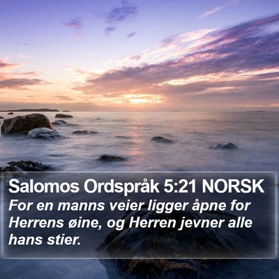 Salomos Ordspråk 5:21 NORSK Bible Verse Image