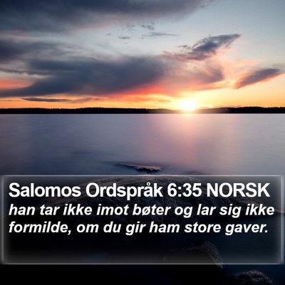 Salomos Ordspråk 6:35 NORSK Bible Verse Image
