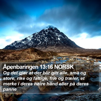 Åpenbaringen 13:16 NORSK Bible Verse Image