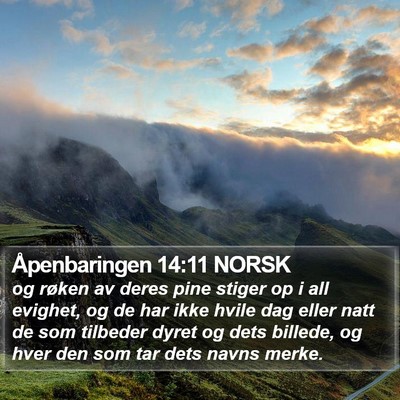 Åpenbaringen 14:11 NORSK Bible Verse Image
