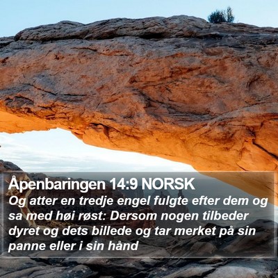 Åpenbaringen 14:9 NORSK Bible Verse Image
