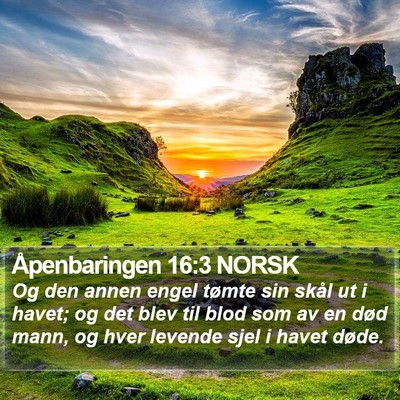 Åpenbaringen 16:3 NORSK Bible Verse Image