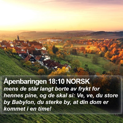 Åpenbaringen 18:10 NORSK Bible Verse Image
