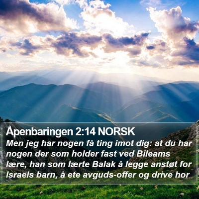 Åpenbaringen 2:14 NORSK Bible Verse Image