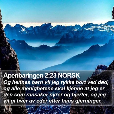 Åpenbaringen 2:23 NORSK Bible Verse Image