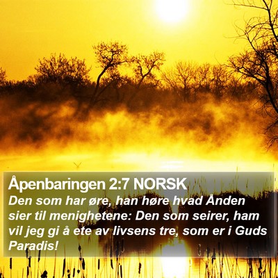 Åpenbaringen 2:7 NORSK Bible Verse Image
