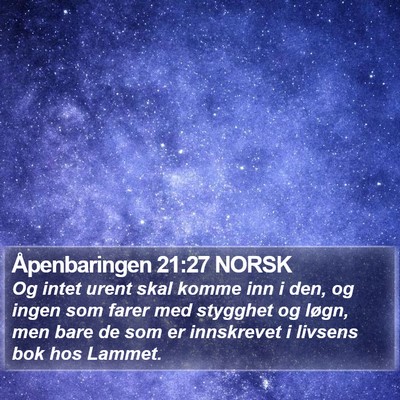 Åpenbaringen 21:27 NORSK Bible Verse Image