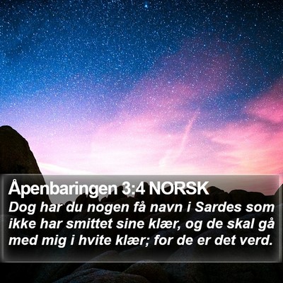 Åpenbaringen 3:4 NORSK Bible Verse Image