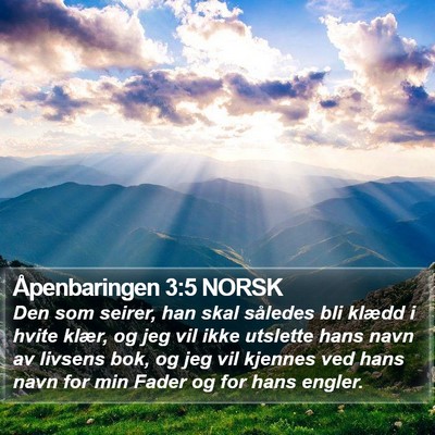 Åpenbaringen 3:5 NORSK Bible Verse Image