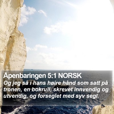 Åpenbaringen 5:1 NORSK Bible Verse Image