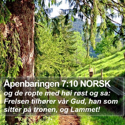 Åpenbaringen 7:10 NORSK Bible Verse Image