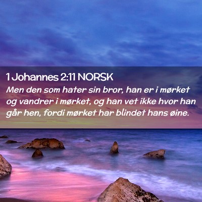 Picture 02 - 1 Johannes 2:11 NORSK - Men den som hater sin bror, han er i mørket og - Bible Verse Picture
