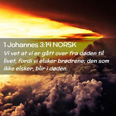 Picture 02 - 1 Johannes 3:14 NORSK - Vi vet at vi er gått over fra døden til livet, - Bible Verse Picture