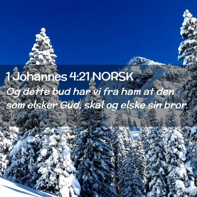 Picture 02 - 1 Johannes 4:21 NORSK - Og dette bud har vi fra ham at den som elsker - Bible Verse Picture