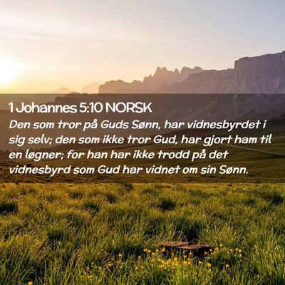 Picture 02 - 1 Johannes 5:10 NORSK - Den som tror på Guds Sønn, har vidnesbyrdet i - Bible Verse Picture