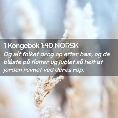 Picture 02 - 1 Kongebok 1:40 NORSK - Og alt folket drog op efter ham, og de blåste - Bible Verse Picture